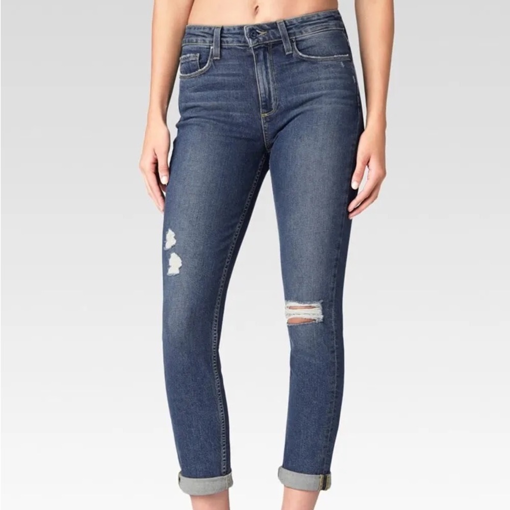 Paige Carter Slim Distressed Boyfriend Jeans in Harvey